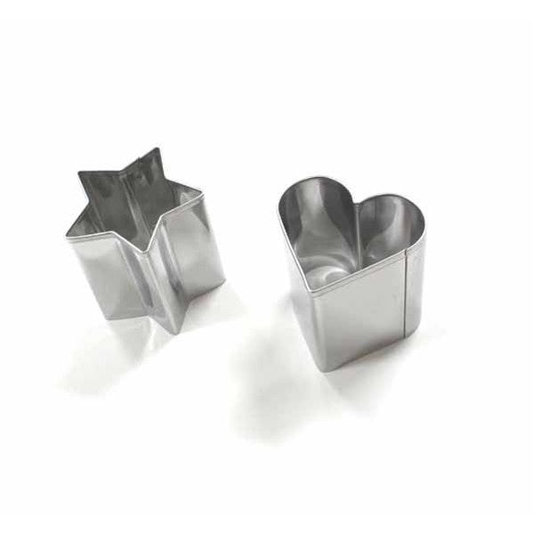 Stainless steel mini food cutter set with star and heart shapes for fun bento lunches – Baby Bento
