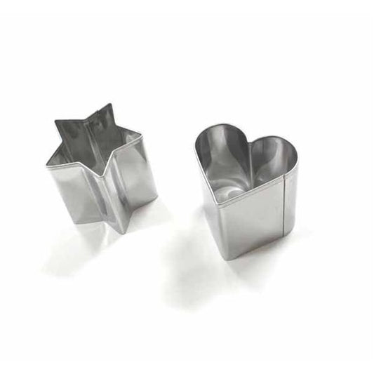 Stainless steel mini food cutter set with star and heart shapes for fun bento lunches – Baby Bento
