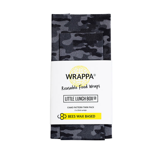 Camo beeswax wraps designed to replace plastic wrap and keep food fresh in reusable style.