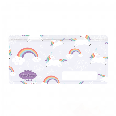 a picture of Sinchies Reusable Wrap Bag - Unicorn 5 pkon a white background for fun school lunches